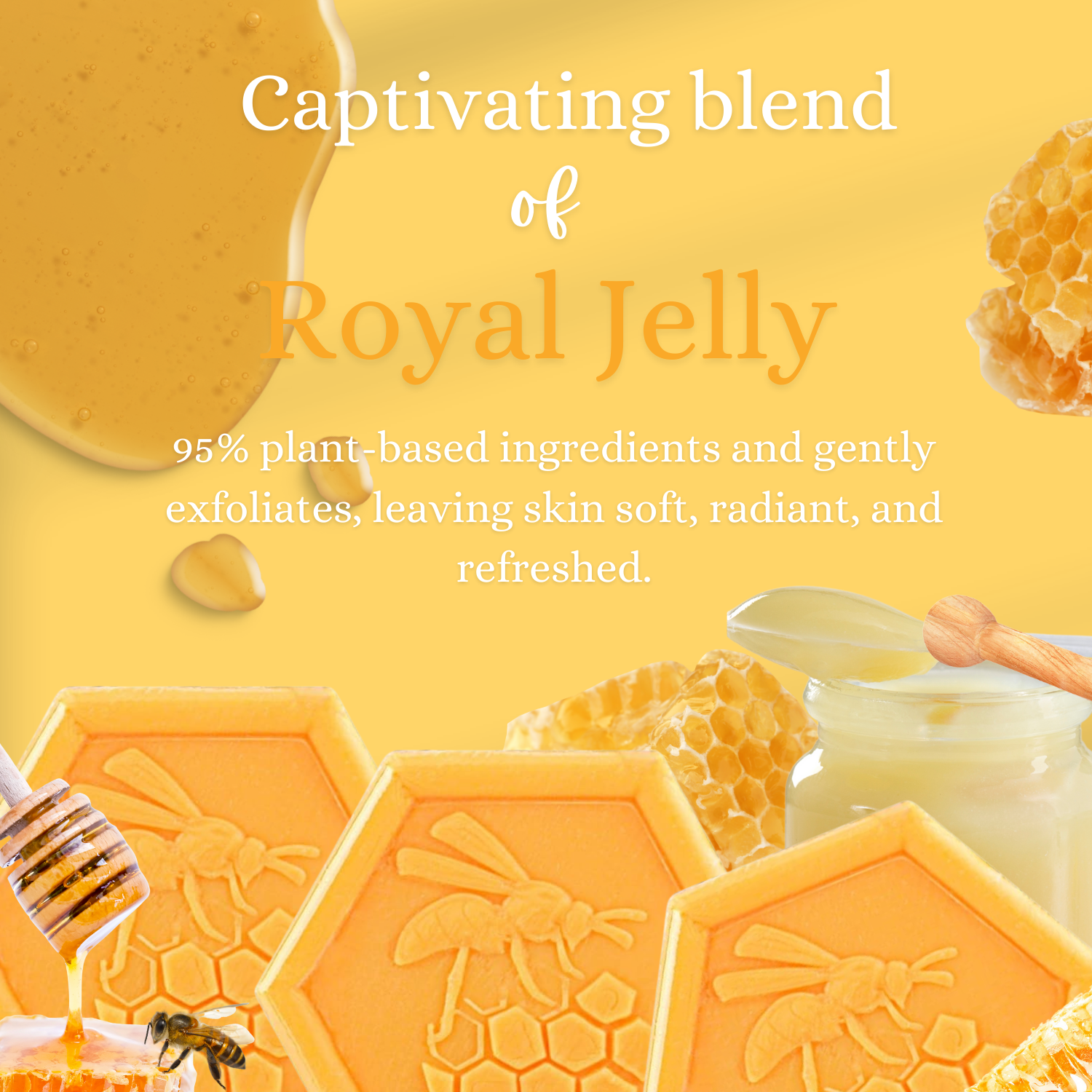 Royal Jelly Soap Bars – Plant-Based Moisturizing Cleanser for Radiant, Hydrated & Toned Skin – 3x100g
