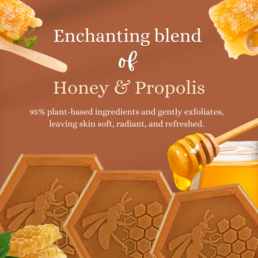 Organic Honey & Propolis Soap – 3x100g Natural, Plant-Based Moisturizing Cleanser for Face, Hands & Body