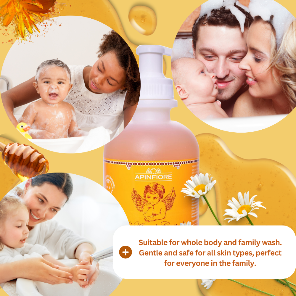 Kids Organic Gentle Wash with Calendula, Honey & Chamomile – Soothes Rashes & Inflamed Skin – 250ml