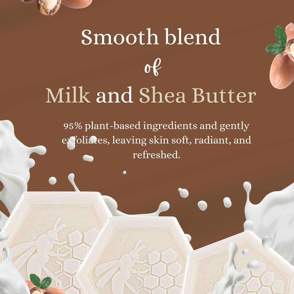 Organic Milk Soap Bars with Shea Butter & Grapeseed Oil – Handmade Moisturizing Cleanser for Face, Hands & Body – 3x100g