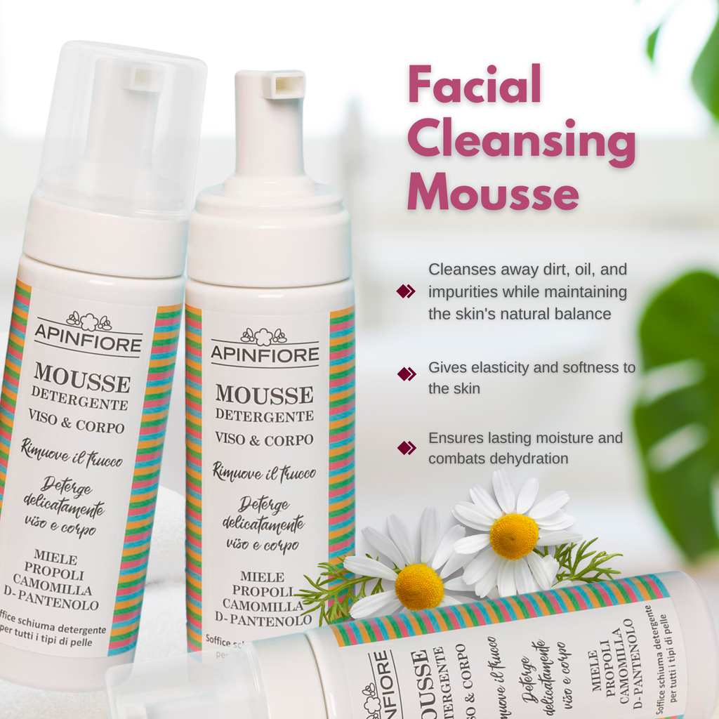 Gentle Cleansing Mousse for Face & Body – Honey, Propolis & Chamomile for Inflammatory & Acne-Prone Skin – 150ml