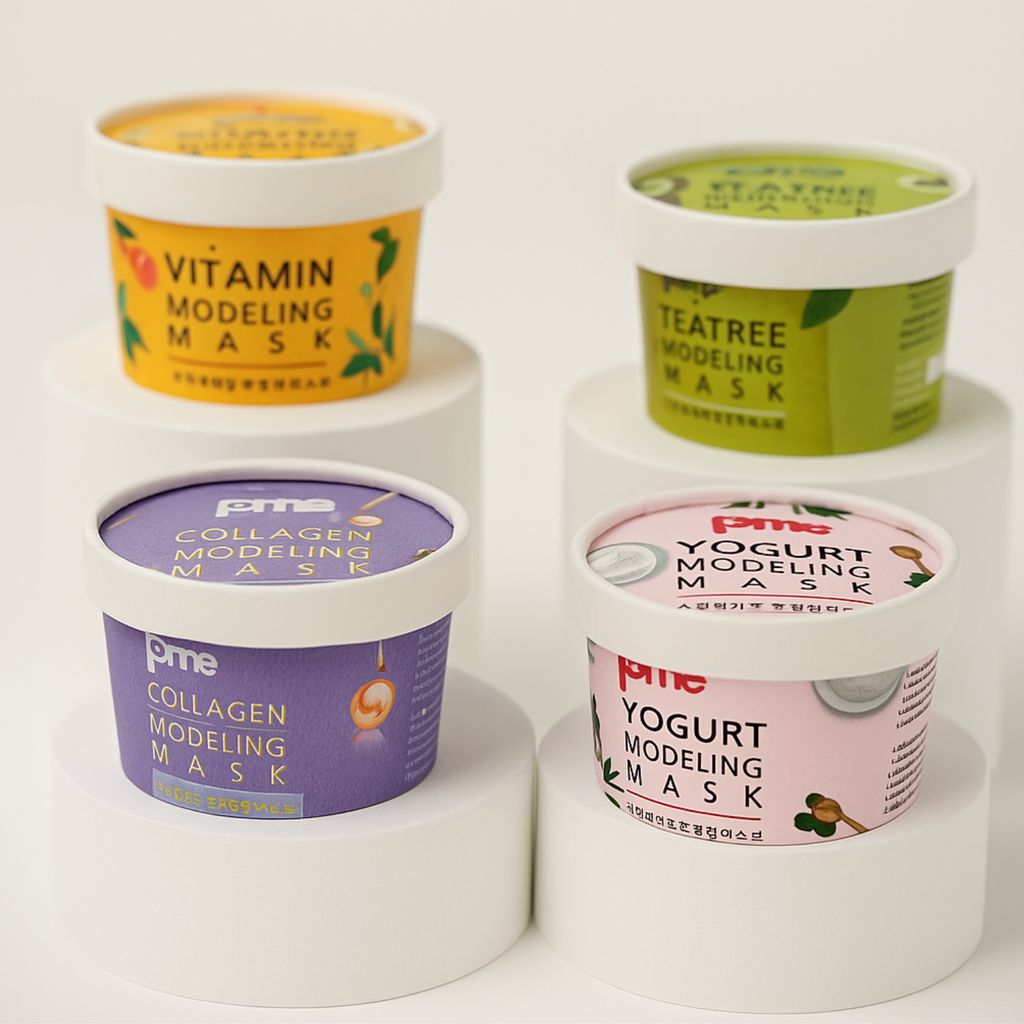 PIME Modelling Mask Gift Set – Infused with Vitamin C, Tea Tree, Yogurt & Collagen | Korean Skincare for Brightening, Firming & Hydration – 4 x 25g