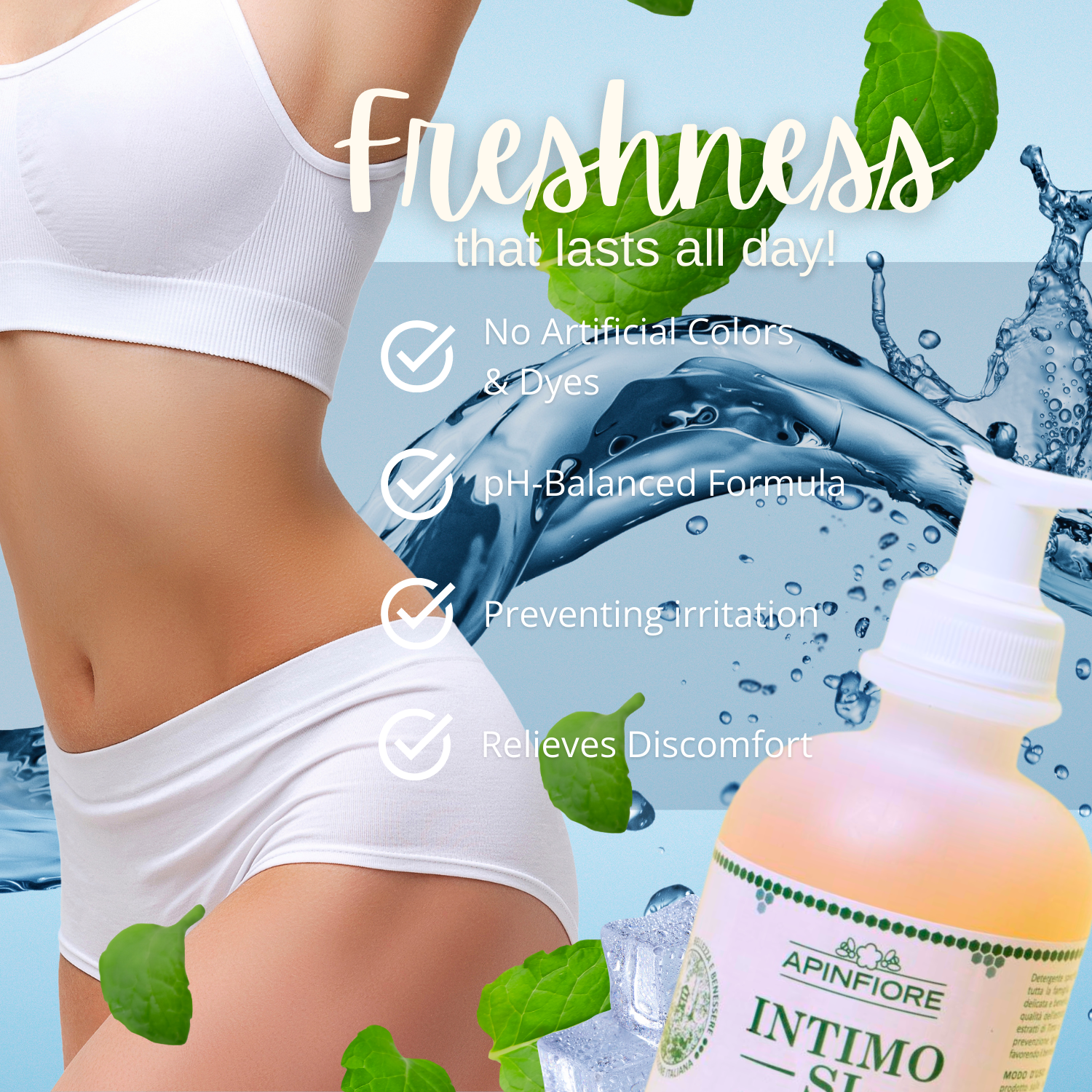 Organic Feminine Wash with Propolis & Thyme – 250ml, Cooling, Antibacterial, pH-Balanced & Gentle Odor Control