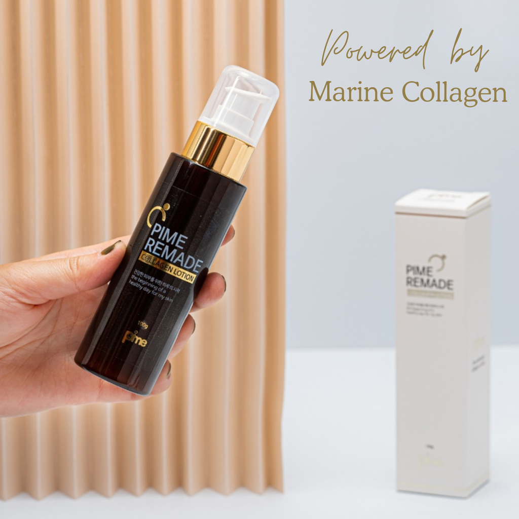 PIME Collagen Lotion – Infused with Hydrolyzed Marine Collagen & Hyaluronic Acid – Boosts Elasticity, Firms & Moisturizes Aging Skin – 100ml
