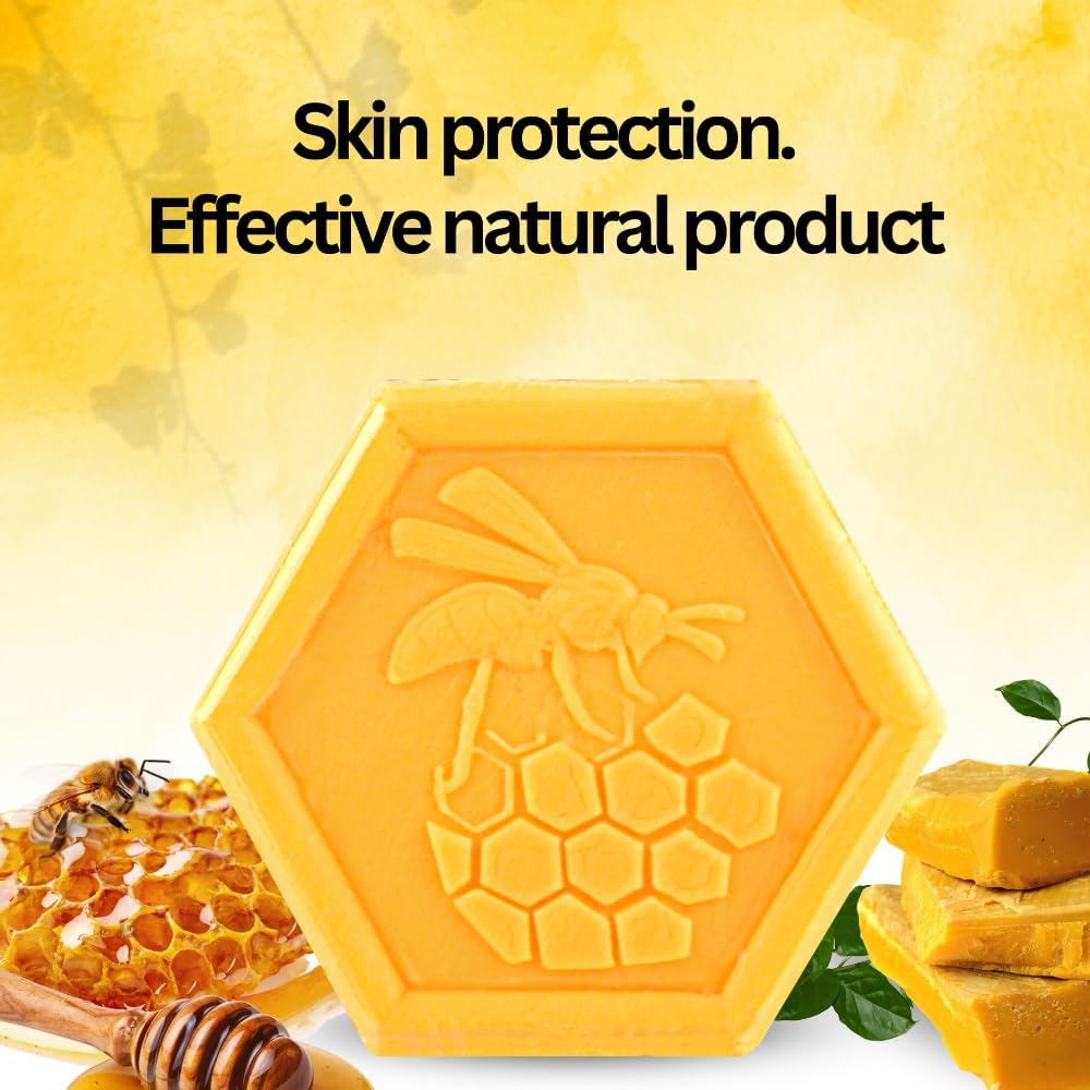 Organic Beeswax & Honey Soap 100g x3 – Natural Handcrafted Moisturizing Face & Body Soap for Sensitive Skin