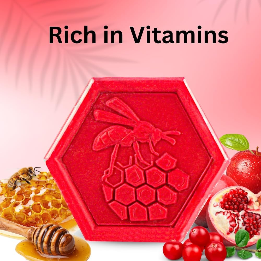 Organic Honey & Red Fruits Soap Bar 100g x3 – Handmade Antioxidant Moisturizing Soap for Face & Body