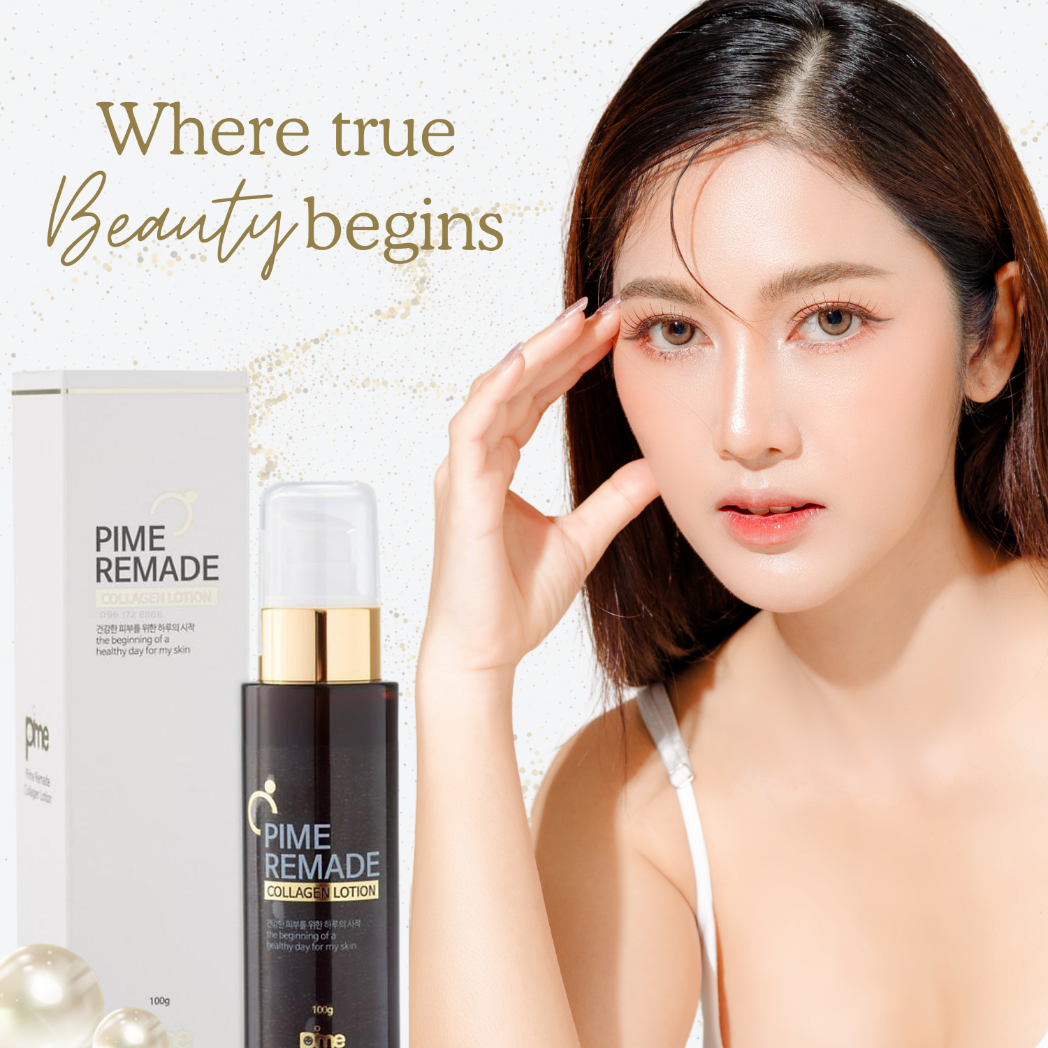 PIME Collagen Lotion – Infused with Hydrolyzed Marine Collagen & Hyaluronic Acid – Boosts Elasticity, Firms & Moisturizes Aging Skin – 100ml